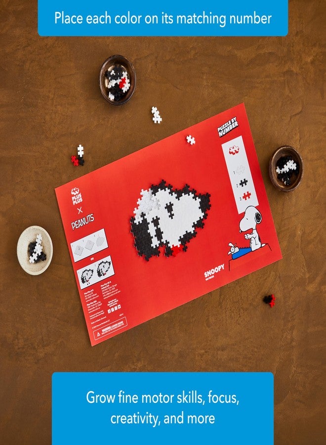 Plus-Plus Plus Plus Puzzle By Number, 100 Piece Interlocking Mini Building Blocks, 2D Puzzle Stem Toy For Kids, Peanuts Merchandise - Snoopy - Image 3